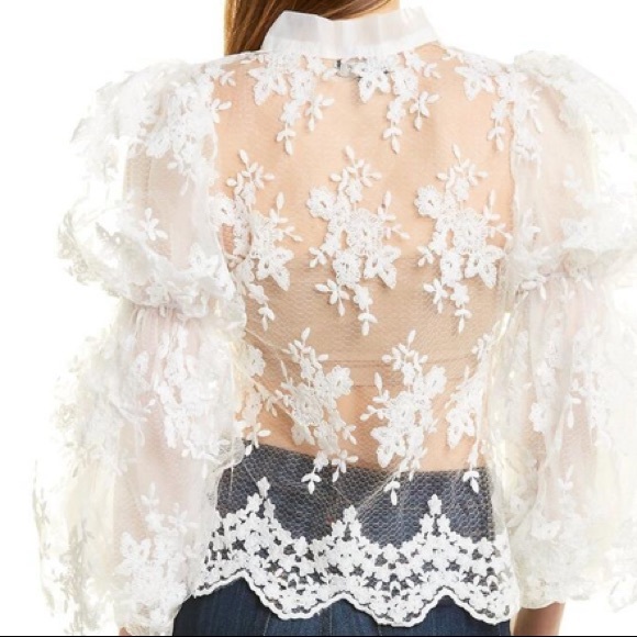 Lace blouse with dramatic sleeves. KM by Katherine - Picture 2 of 9